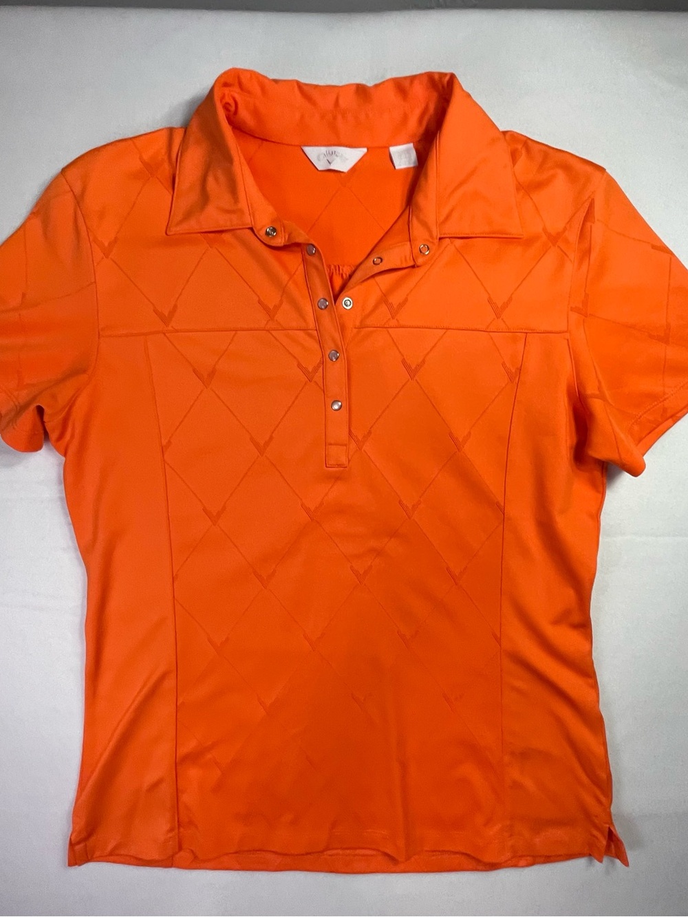Callaway Women’s Perforated Logo golf polo shirt Pearl Snaps Tennessee orange M